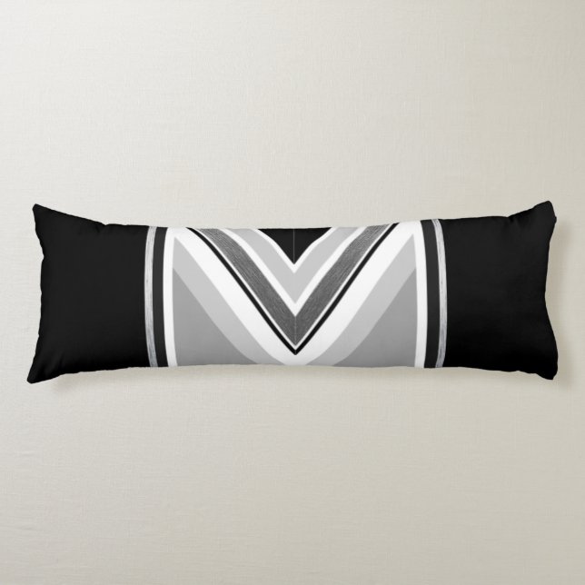 Diagonal black grey stripe body pillow (Front)