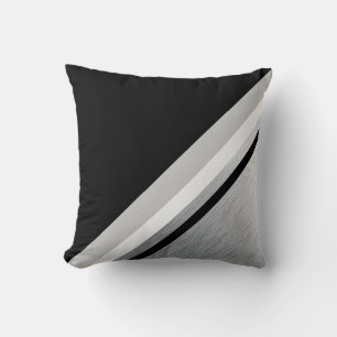 Diagonal black, grey, stripe modern throw pillow
