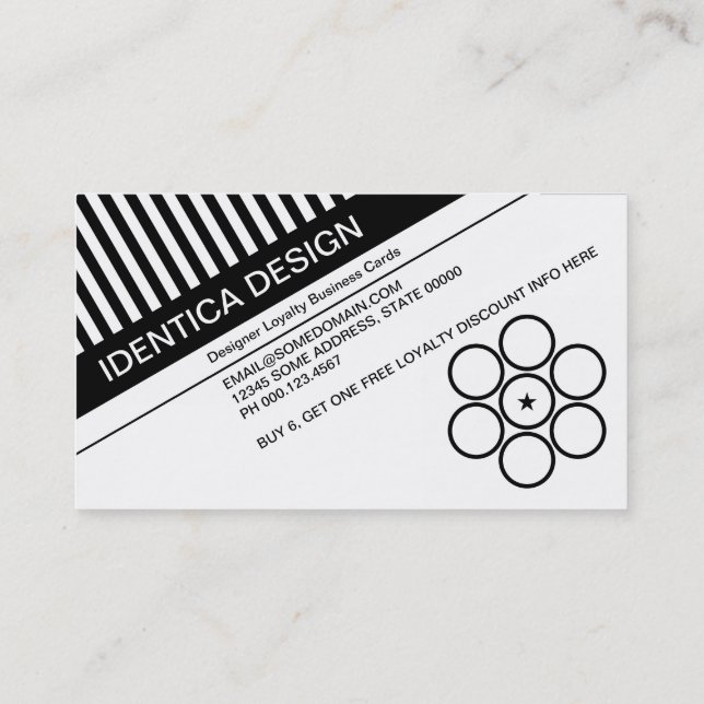 diagonal blinds loyalty punch card (Back)
