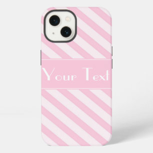 Diagonal Blossom Pink Stripes customize monogram iPhone 13 Case