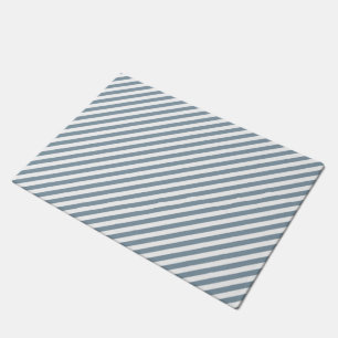 Diagonal blue and white stripes pattern doormat