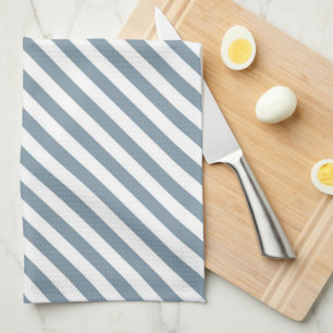 Diagonal blue and white stripes pattern kitchen towel