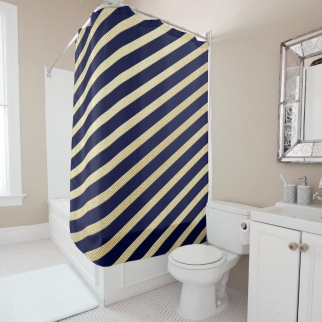 Diagonal Blue & Gold Stripes  (In Situ)
