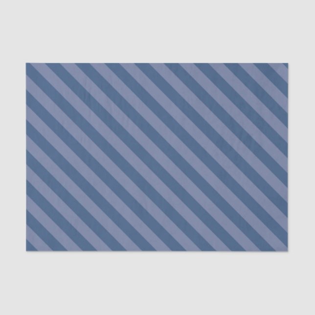 Diagonal Blue Stripes Tissue Paper (Front)