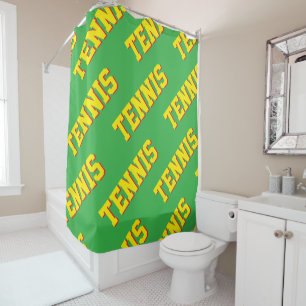 Diagonal Bright Yellow Retro TENNIS Text On Green