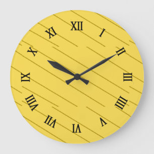 Diagonal brown stripes on mustard yellow large clock