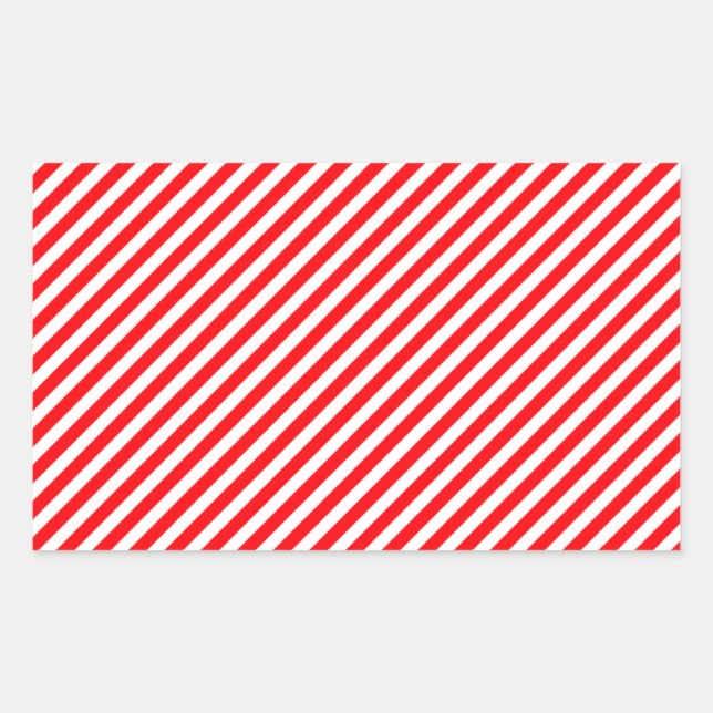 Diagonal Candy Cane Stripes-Christmas Red & White Sticker (Front)
