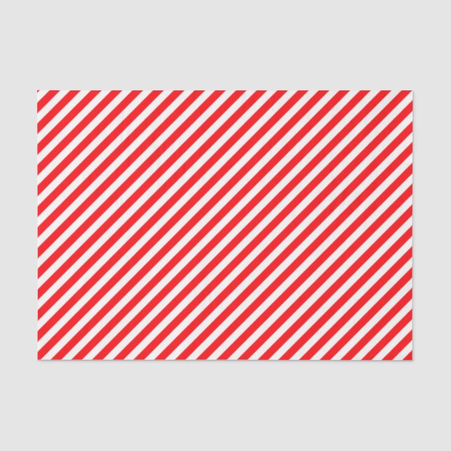 Diagonal Candy Cane Stripes-Christmas Red & White Tissue Paper (Front)