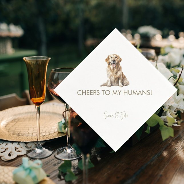 Diagonal Cheers to my Humans Custom Pet Wedding  Napkin (Creator Uploaded)