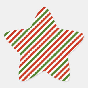 Diagonal Christmas Stripes red and green Star Sticker