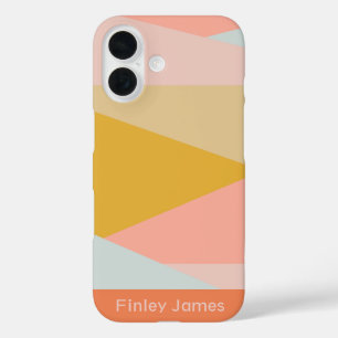 Diagonal Colour Block Earthy Pastels Personalized iPhone 16 Case