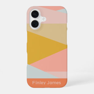 Diagonal Colour Block Earthy Pastels Personalized iPhone 16 Case
