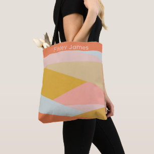 Diagonal Colour Block Earthy Pastels Personalized Tote Bag