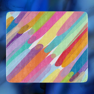 Diagonal Colour Strokes, Abstract Painting Cutting Board