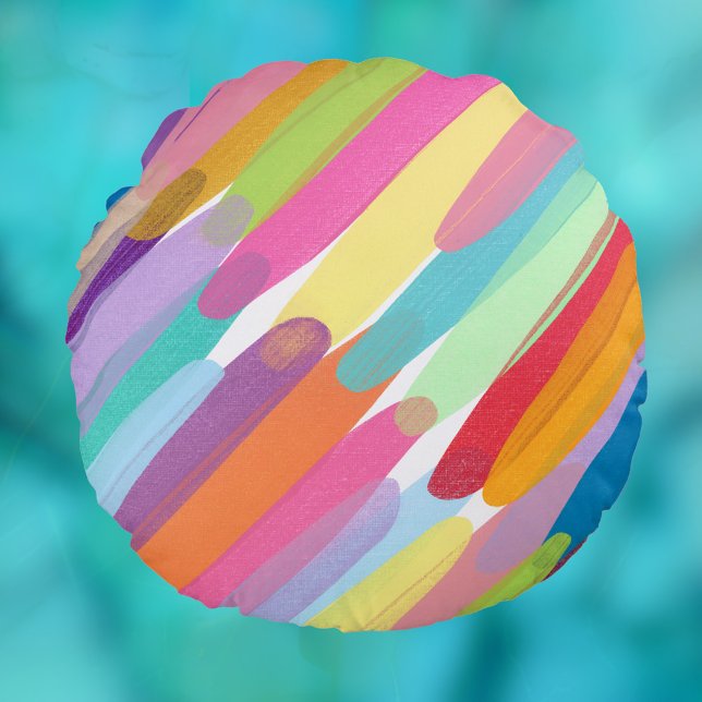 Diagonal Colour Strokes, Abstract Painting Round Pillow (Creator Uploaded)
