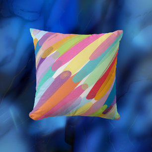 Diagonal Colour Strokes, Abstract Painting Throw Pillow