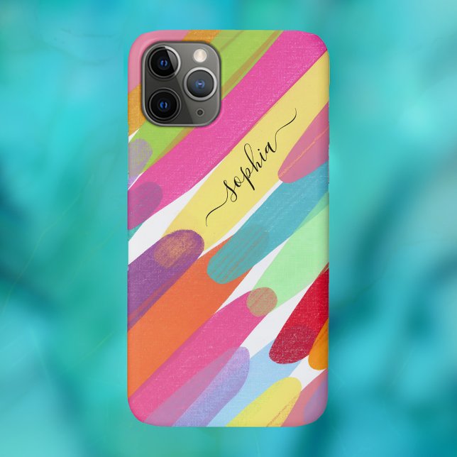 Diagonal Colour Strokes, Name, Abstract Painting Case-Mate iPhone Case (Creator Uploaded)