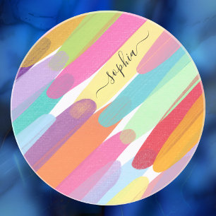 Diagonal Colour Strokes, Name, Abstract Painting Coaster