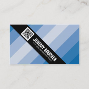 Diagonal Coloured Stripes - Blue Business Card