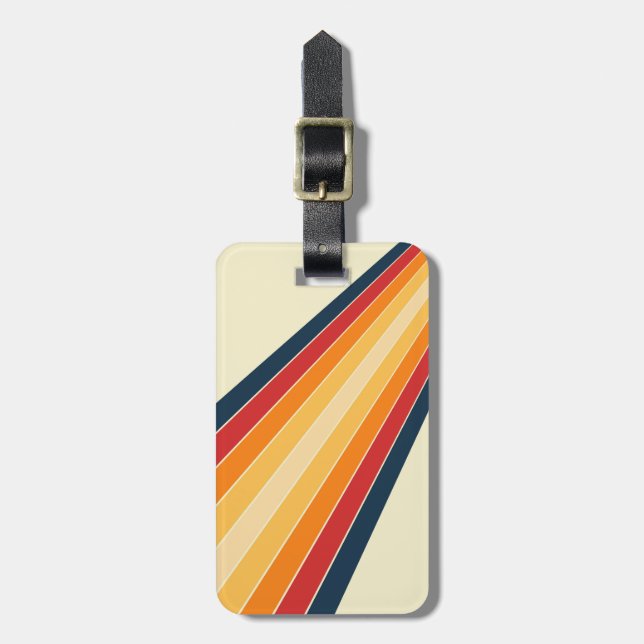 Diagonal colourful retro style sun rays luggage tag (Front Vertical)