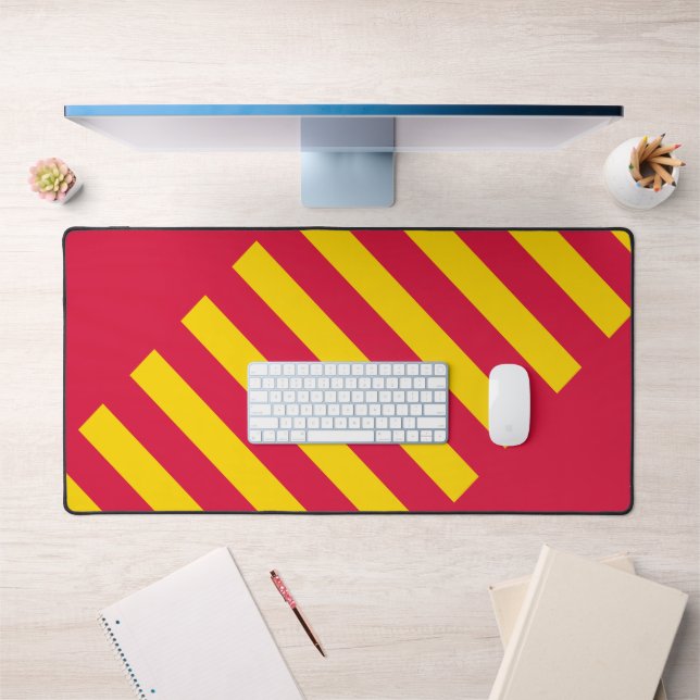 Diagonal Crimson & Gold Desk Mat – Customizable (Office 1)