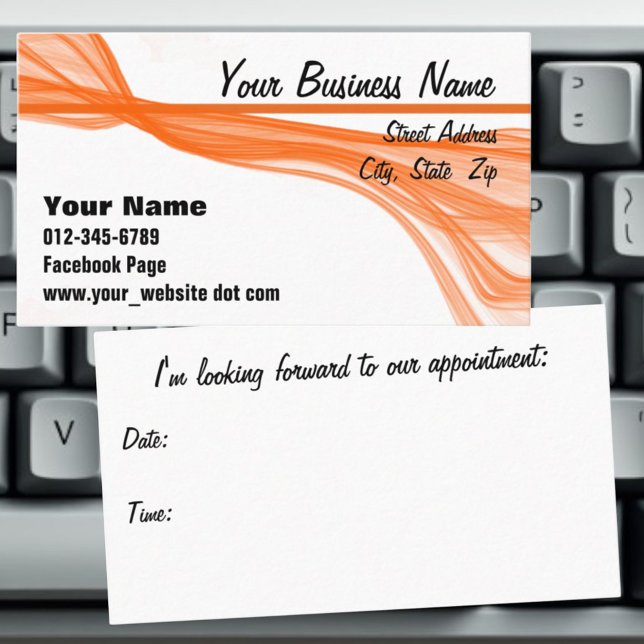 Diagonal Flowing Orange Streaks Appointment Card (appointment business card template front and back)