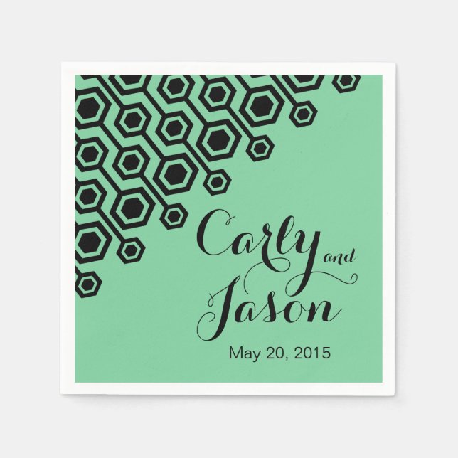 Diagonal Geometric Cocktail | mint Napkin (Front)