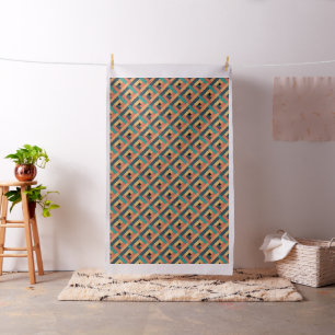 Diagonal Geometric Pattern Orange Fabric