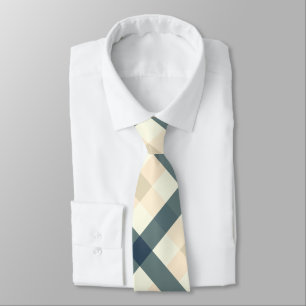 Diagonal Gingham in Cream and Slate Grey Tie
