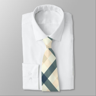 Diagonal Gingham in Cream and Slate Grey Tie
