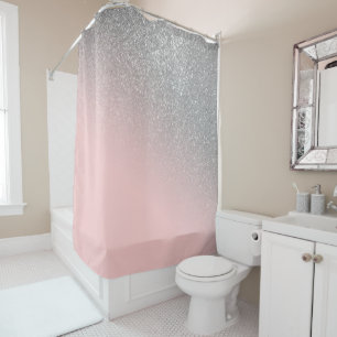 Diagonal Girly Silver Blush Pink Ombre Gradient