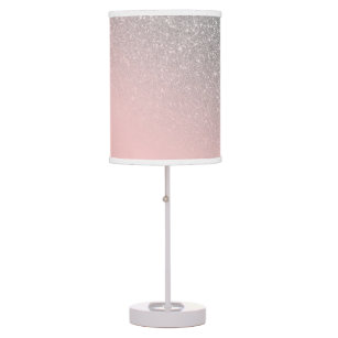 Diagonal Girly Silver Blush Pink Ombre Gradient Table Lamp
