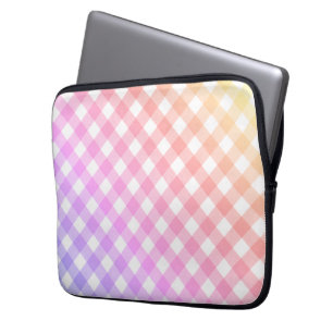 Diagonal Gradient Rainbow Gingham  Laptop Sleeve
