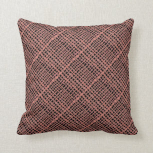 Diagonal Graphic Realistic Woven Peach Burlap Throw Pillow