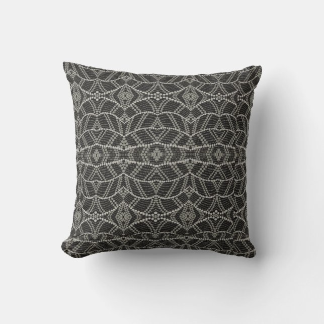 Diagonal Grayish Wavy Spotted Dots Patterned Throw Pillow (Front)