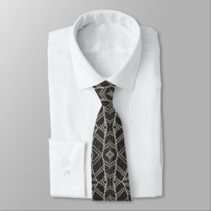 Diagonal Grayish Wavy Spotted Dots Patterned Tie