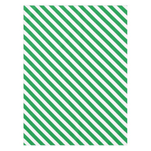 Diagonal Green and White Striped Tablecloth