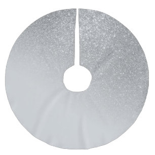Diagonal Grey Silver Glitter Gradient Ombre Brushed Polyester Tree Skirt