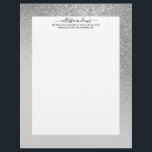 Diagonal Grey Silver Glitter Gradient Ombre Letterhead<br><div class="desc">This elegant and girly design is perfect for the classy and stylish woman. It features a faux printed sparkly silver glitter diagonal gradient ombre on top of a light grey background. It's a unique take on the glitter gradient trend that's currently very popular. It's a pretty, glamourous, modern, and simple...</div>