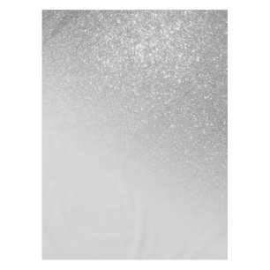 Diagonal Grey Silver Glitter Gradient Ombre Tablecloth