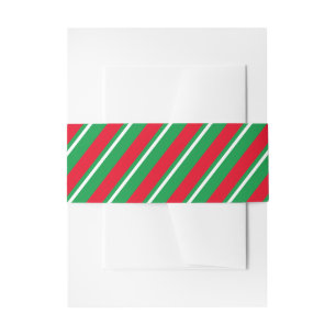 Diagonal Holiday Candy Cane Stripes  Invitation Belly Band
