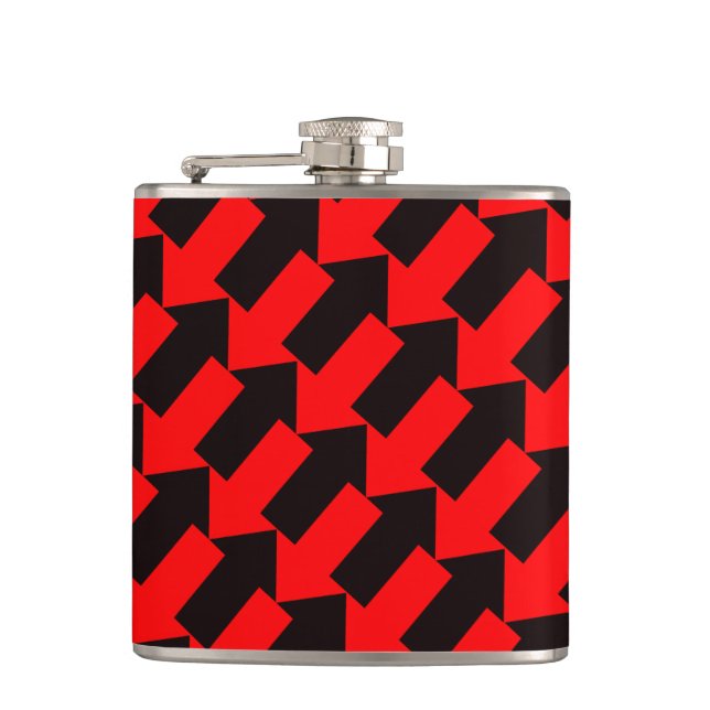 Diagonal Interlocking Arrows Flask Red and Black (Front)