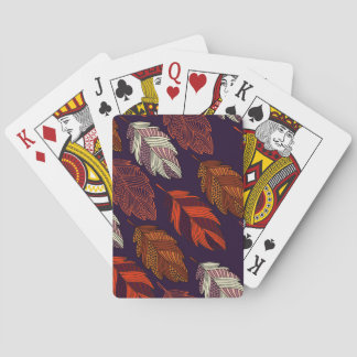 Diagonal Leaves: Hand-Drawn Vintage Pattern Playing Cards
