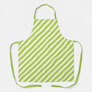 Diagonal lime green and white stripes pattern apron