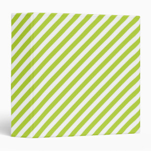 Diagonal lime green and white stripes pattern binder