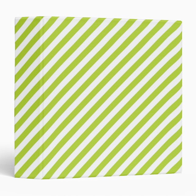 Diagonal lime green and white stripes pattern binder (Front/Spine)
