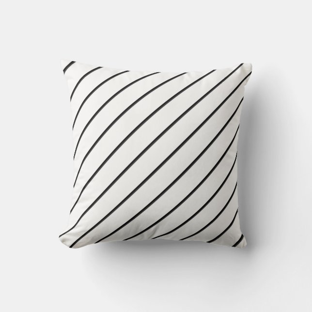 Diagonal Lines (black) Throw Pillow (Front)