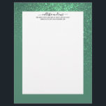 Diagonal Mermaid Teal Green Glitter Gradient Ombre Letterhead<br><div class="desc">This elegant and girly design is perfect for the classy and stylish woman. It features a faux printed sparkly mermaid teal green glitter diagonal gradient ombre on top of a mermaid green background. It's a unique take on the glitter gradient trend that's currently very popular. It's a pretty, glamourous, modern,...</div>