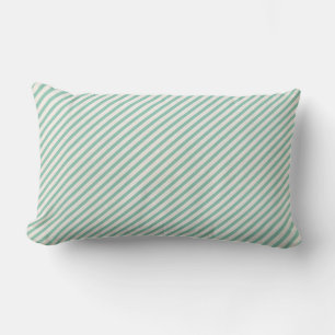Diagonal mint and cream stripes lumbar pillow