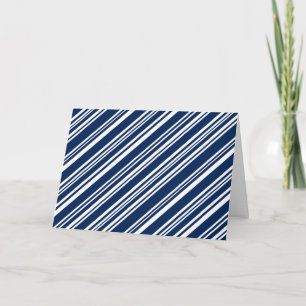 Diagonal Mixed Indigo and White Stripes Thank You Card